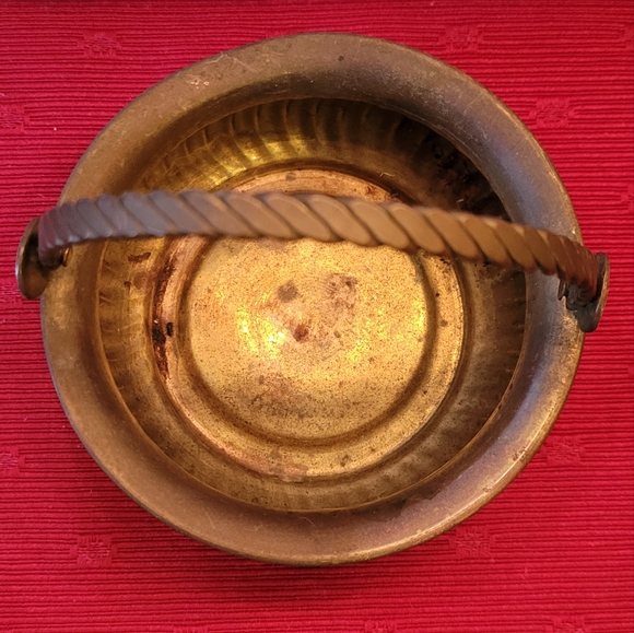 Vintage Brass Incense Charcoal Burner Candle Holder Planter Caldron Basket - Picture 3 of 4